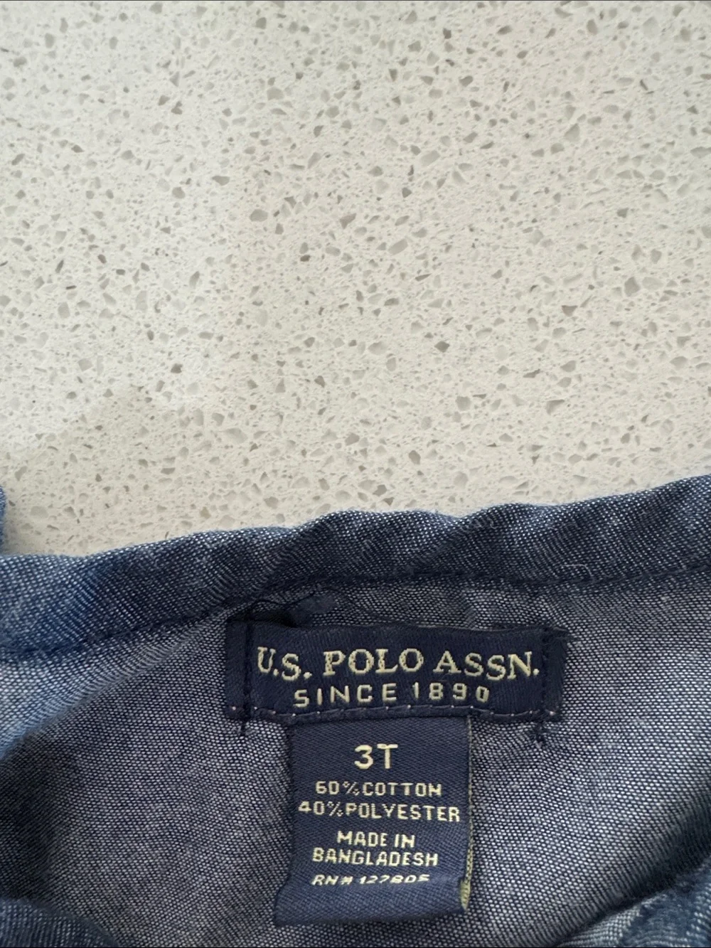 US Polo Assn. Dark Blue Denim-Style Girls' Pintuck Tunic